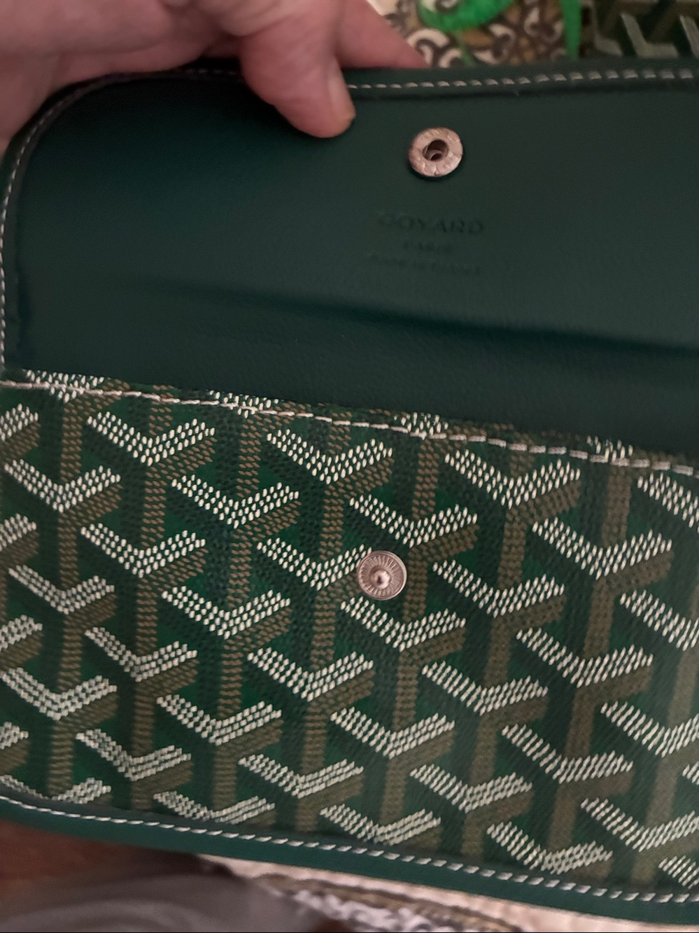 Green Patterned Tote Bag with Pouch - Women Bags plus mini - Picture 2 of 16